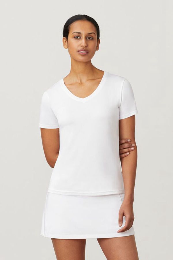 Fila V-Neck Women's Tops - White,NZ 460-12569